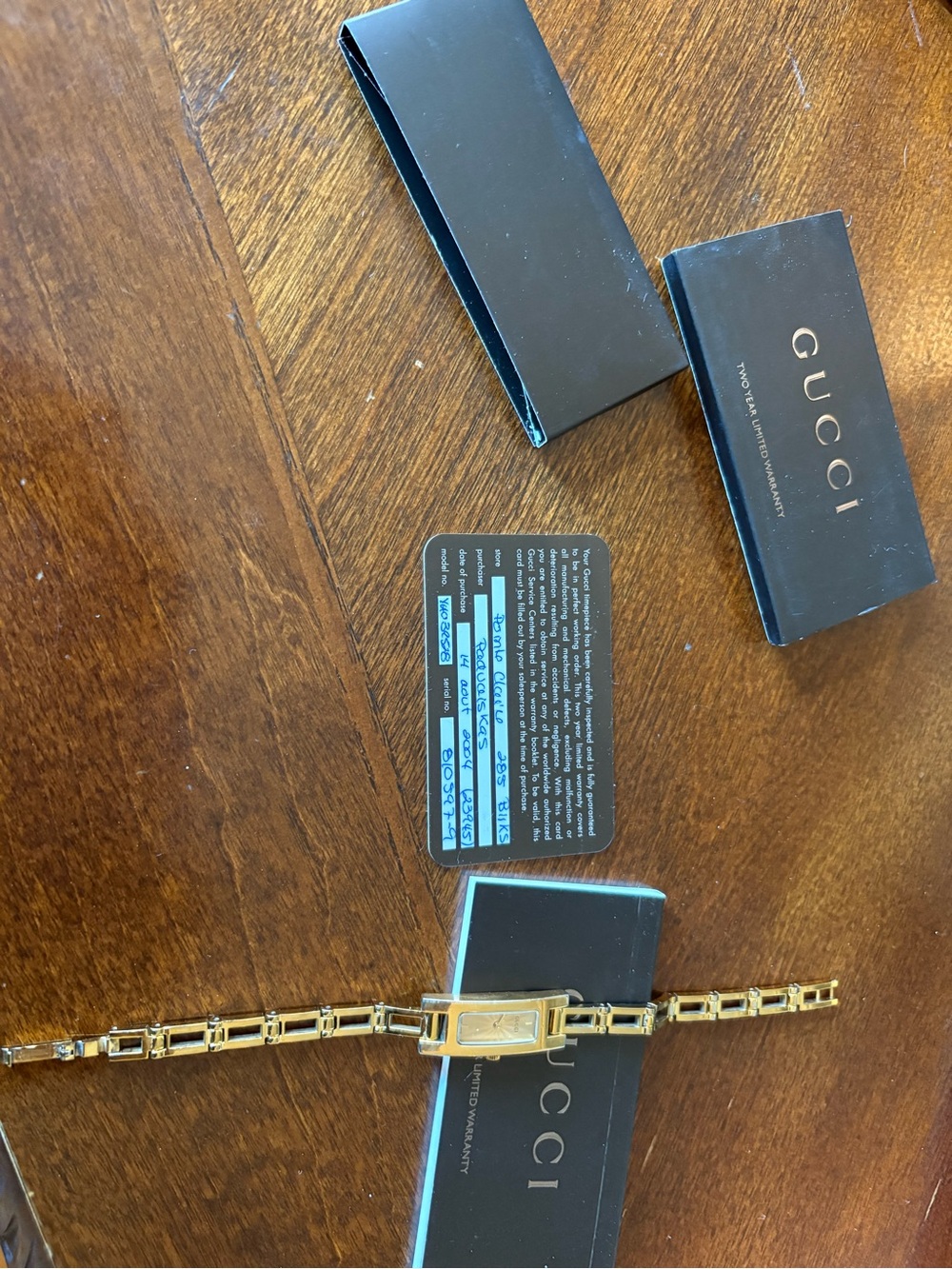 Gucci Women’s Gold Link Bracelet Watch with Rectangular Dial